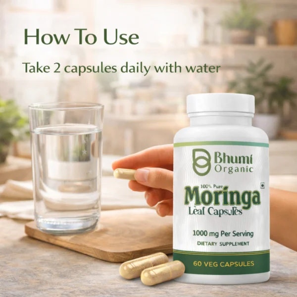 Pure Natural Moringa Capsules | Daily Energy & Immunity Support | 60 Vegan Capsules