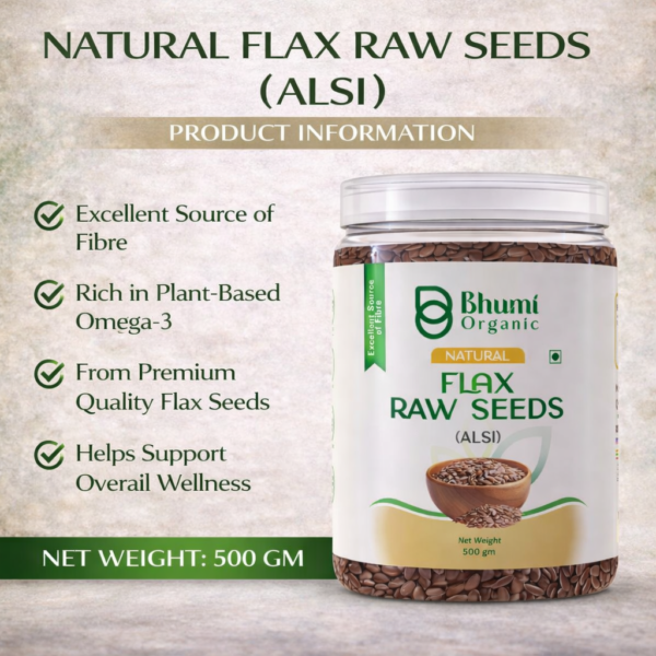 Bhumi Organic Golden Flax Seeds | Pure Natural | Omega-3 Rich Superfood | 500gm