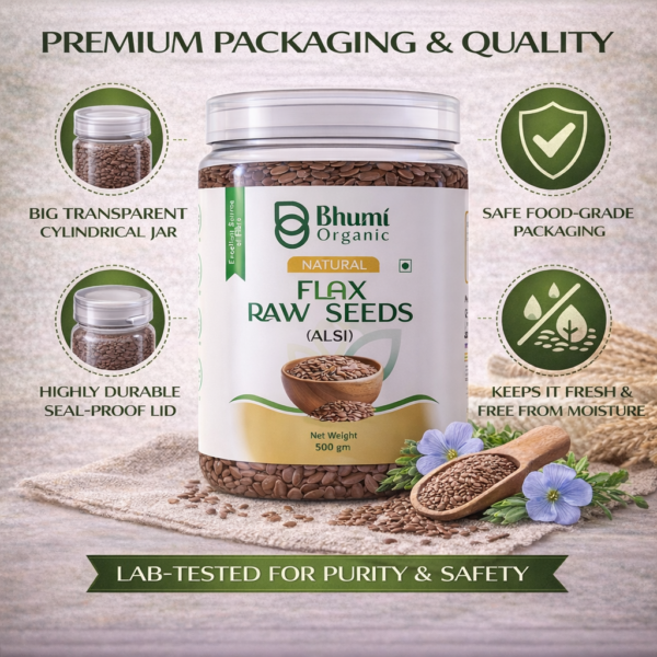 Bhumi Organic Golden Flax Seeds | Pure Natural | Omega-3 Rich Superfood | 500gm