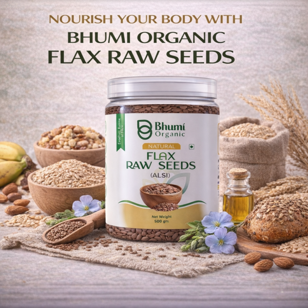 Bhumi Organic Golden Flax Seeds | Pure Natural | Omega-3 Rich Superfood | 500gm