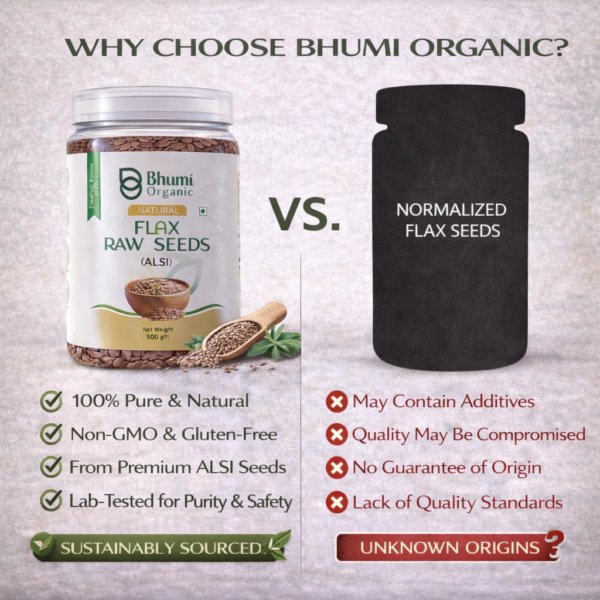 Bhumi Organic Golden Flax Seeds | Pure Natural | Omega-3 Rich Superfood | 500gm