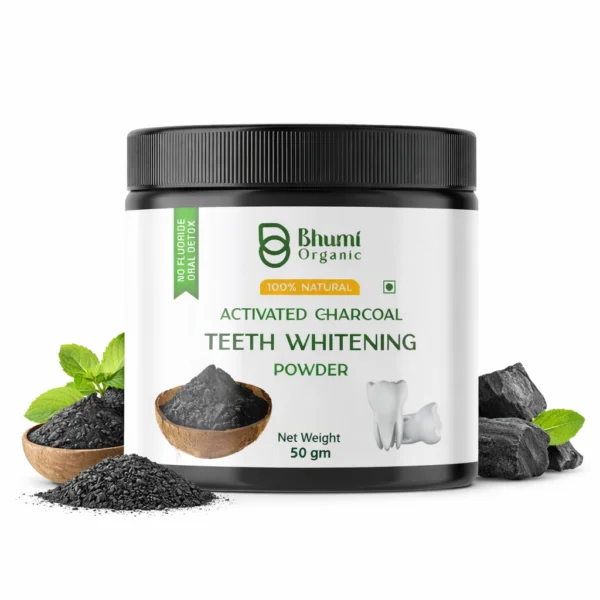Bhumi Organic Coconut Charcoal Teeth Whitening Powder | Natural Stain Removal | 100g