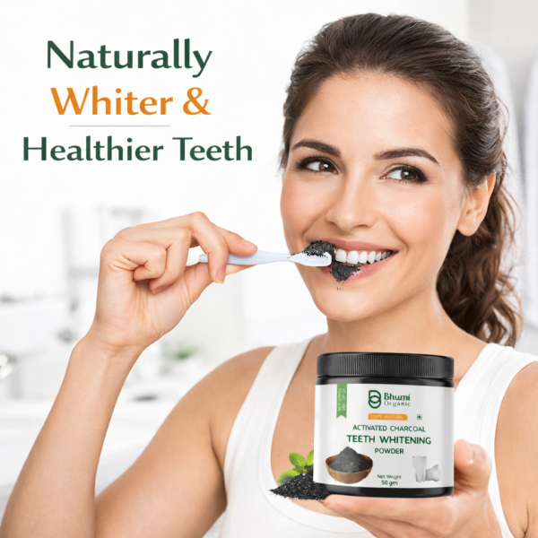 Bhumi Organic Coconut Charcoal Teeth Whitening Powder | Natural Stain Removal | 100g