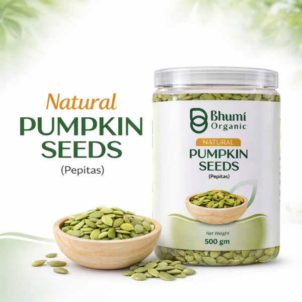 Bhumi Organic Pumpkin Seeds | Pure Natural | High-Protein Superfood | 500gm