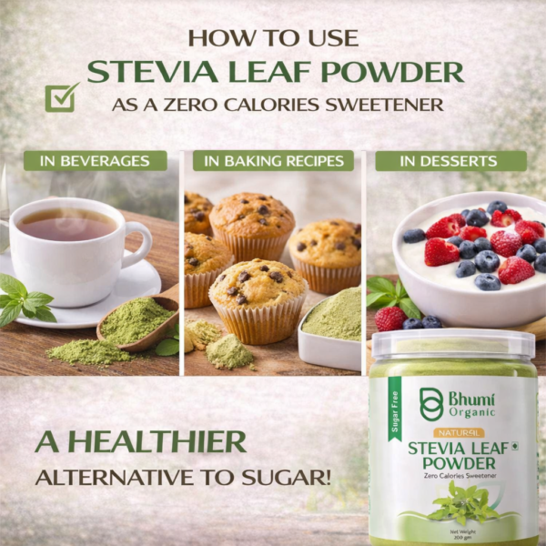 Bhumi Organic Green Stevia Leaf Powder 400g | Zero Calorie Natural Sweetener