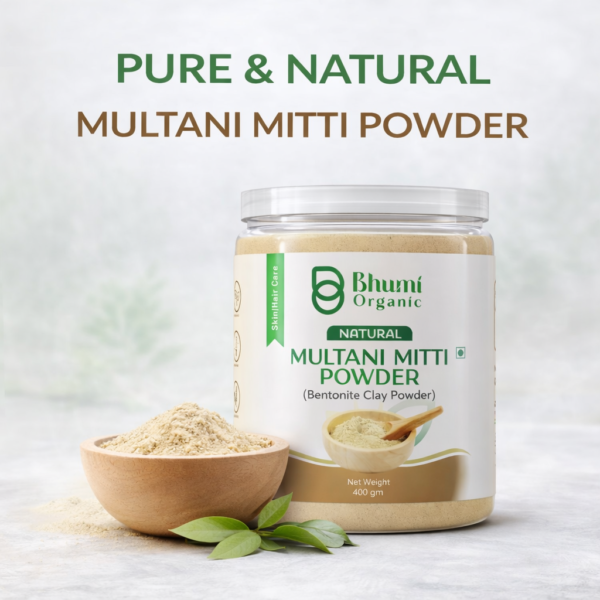Bhumi Organic Multani Mitti Powder 400g (Pack of 4) | For Oily Skin, Acne & Deep Cleansing