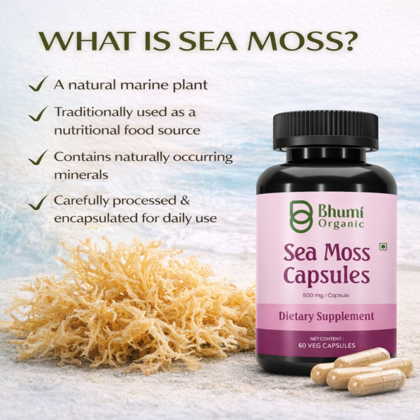 Pure Natural Herbal Blend | Sea Moss + Burdock + Ashwagandha + Black Seed | 1500mg Holistic Wellness | 60 Veg Caps
