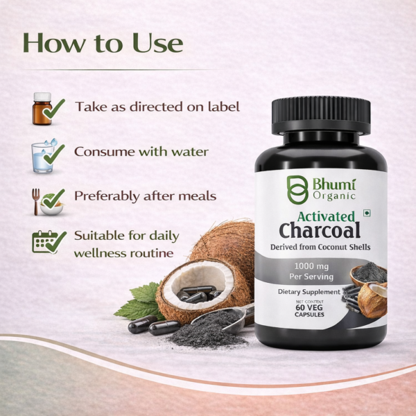 Pure Natural Activated Coconut Charcoal Capsules | Detox & Digestive Cleanse | 60 Vegan Caps