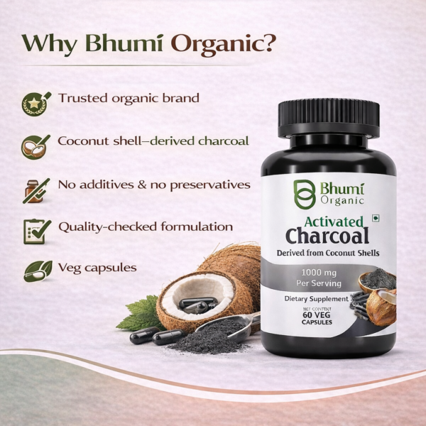 Pure Natural Activated Coconut Charcoal Capsules | Detox & Digestive Cleanse | 60 Vegan Caps