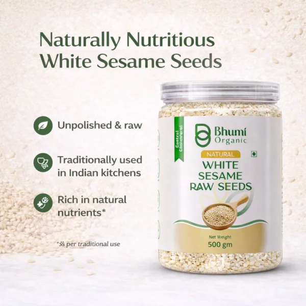 Pure Natural White Sesame Seeds | Calcium-Rich Superfood | 500g