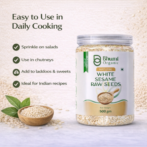 Pure Natural White Sesame Seeds | Calcium-Rich Superfood | 500g