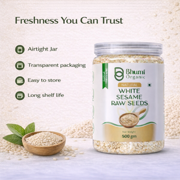 Pure Natural White Sesame Seeds | Calcium-Rich Superfood | 500g