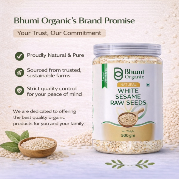 Pure Natural White Sesame Seeds | Calcium-Rich Superfood | 500g