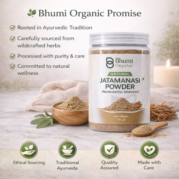 Bhumi Organic Jatamansi Powder 360g | For Sound Sleep, Stress Relief & Hair Growth