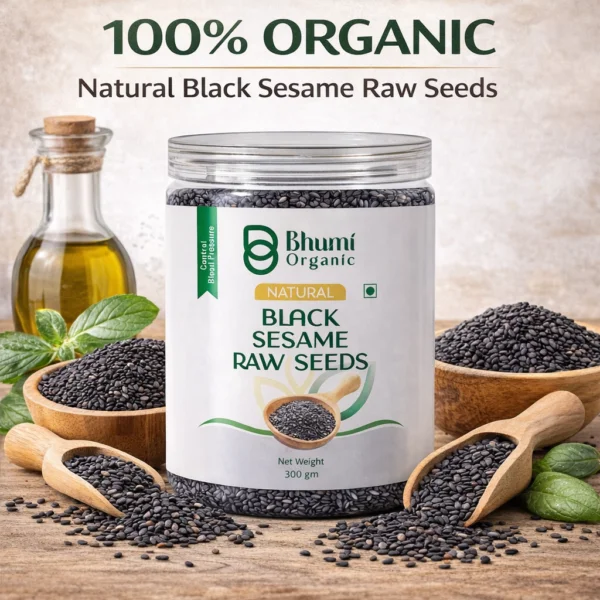 Bhumi Organic Black Sesame Seeds | Pure Natural | Ayurvedic Superfood | 600g