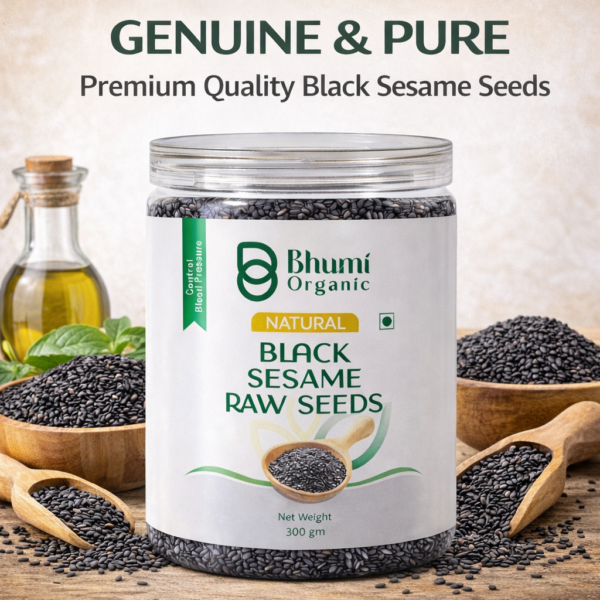 Bhumi Organic Black Sesame Seeds | Pure Natural | Ayurvedic Superfood | 600g