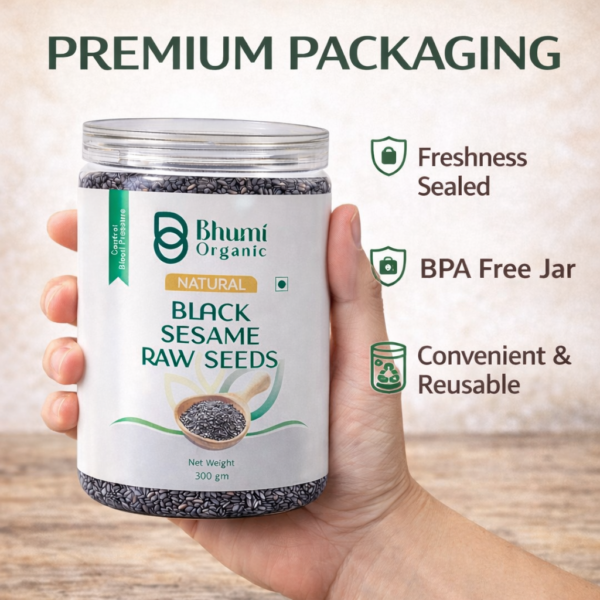 Bhumi Organic Black Sesame Seeds | Pure Natural | Ayurvedic Superfood | 600g