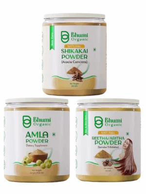 Bhumi Organic Hair Care Powder Set, Amla 250g, Reetha 250g, Shikakai 200g , Natural Hair Treatment