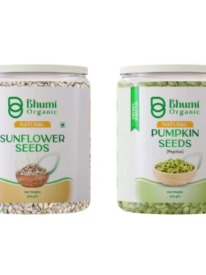 Bhumi Organic Natural Seeds Combo Pack, Sunflower and Pumpkin Seeds (Pepitas), 300g Each, High in Protein and Fibre
