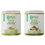 Bhumi Organic Natural Hair Color Set, Henna Powder 200g and Indigo Powder 180g, Chemical-Free