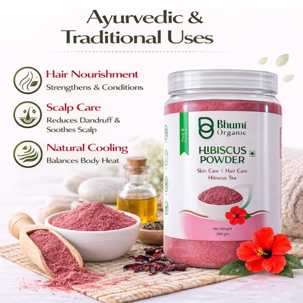 Pure Natural Hibiscus Powder 200g | For Hair Growth, Skin Care & Tea