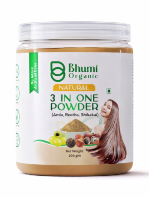 Bhumi Organic 3-in-1 Hair Powder with Amla, Bhringraj, Shikakai | 200g