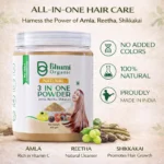 Bhumi Organic 3-in-1 Hair Powder with Amla, Bhringraj, Shikakai | 200g