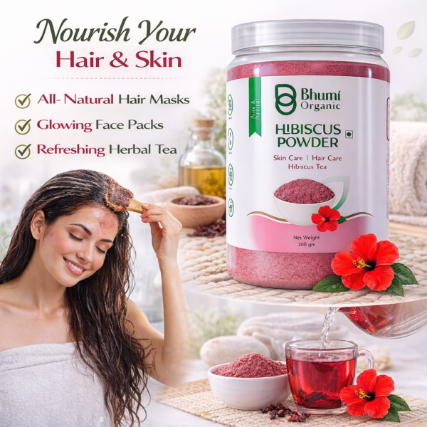 Pure Natural Hibiscus Powder 200g | For Hair Growth, Skin Care & Tea