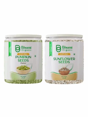 Bhumi Organic Natural Seeds Combo Pack, Sunflower and Pumpkin Seeds (Pepitas), 300g Each, High in Protein and Fibre