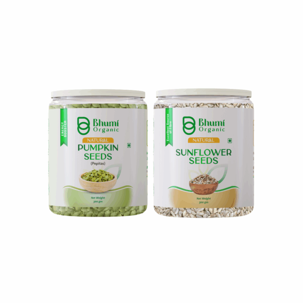 Bhumi Organic Natural Seeds Combo Pack, Sunflower and Pumpkin Seeds (Pepitas), 300g Each, High in Protein and Fibre