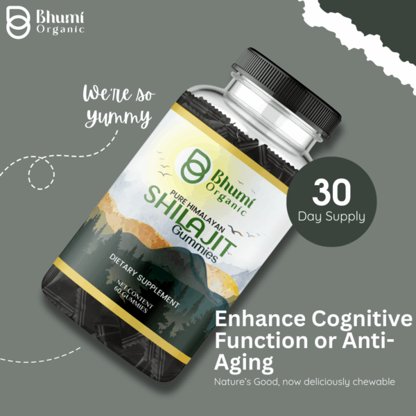 Pure Himalayan Shilajit Gummies, 60 Count, Dietary Supplement with Fulvic Acid and Ashwagandha