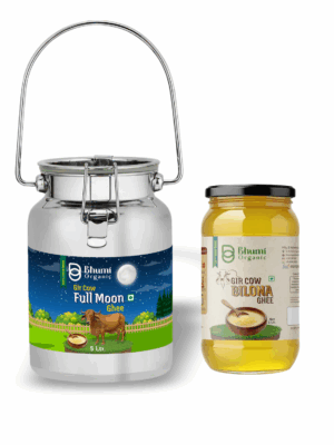 Bhumi Organic Full Moon Gir Cow Bilona Ghee - Made From Curd (5 LTR)(DOLCHI)+ (FREE 1 ltr gir cow ghee)