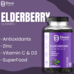 Elderberry Gummies, Immune Support with Zinc, Vitamin C, D3, 60 Count, Vegetarian