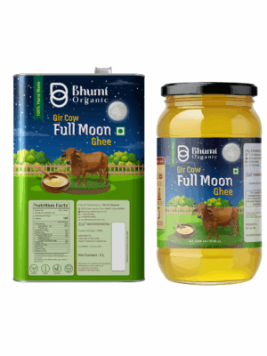 Full Moon Gir Cow Bilona Ghee - Made From Curd (5 LTR)(TIN PACK)+ (FREE 1 ltr full Moon ghee)