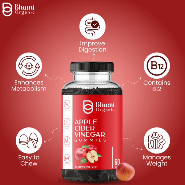 Apple Cider Vinegar Gummies, 60 Count, Dietary Supplement, Vegan, Gluten-Free