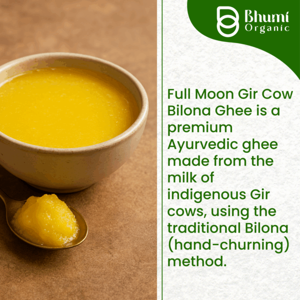 Bhumi Organic Full Moon Gir Cow Bilona Ghee - Made From Curd (2 LTR )(TIN PACK)+ Free 1 kg MultiFlora Honey