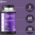 Elderberry Gummies, Immune Support with Zinc, Vitamin C, D3, 60 Count, Vegetarian