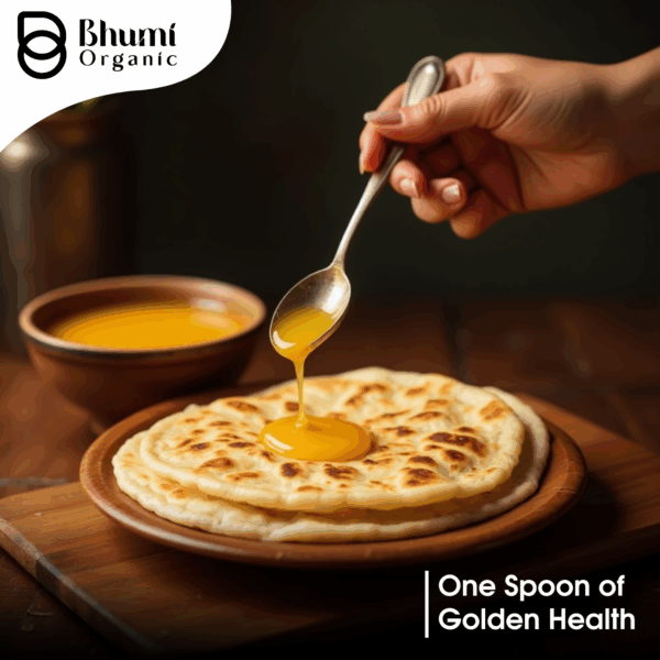 Bhumi Organic Full Moon Gir Cow Bilona Ghee - Made From Curd (5 LTR)(DOLCHI)+ (FREE 1 ltr gir cow ghee)