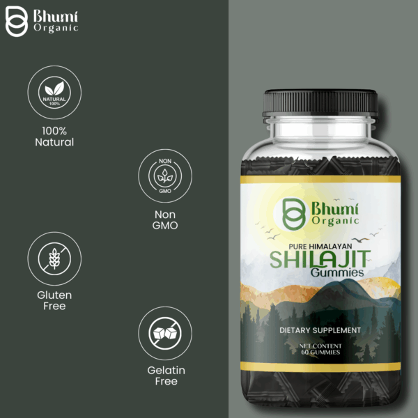 Pure Himalayan Shilajit Gummies, 60 Count, Dietary Supplement with Fulvic Acid and Ashwagandha