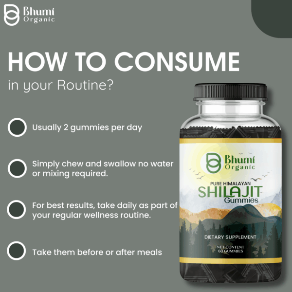 Pure Himalayan Shilajit Gummies, 60 Count, Dietary Supplement with Fulvic Acid and Ashwagandha