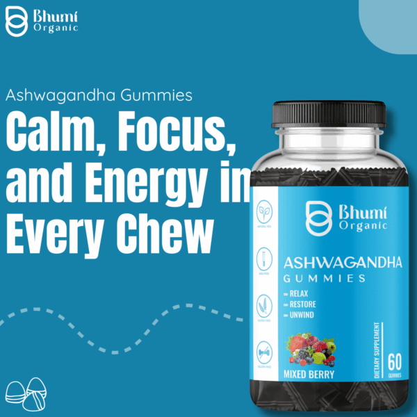 Ashwagandha Gummies, Mixed Berry Flavour, 60 Count, Vegan, Gluten-Free
