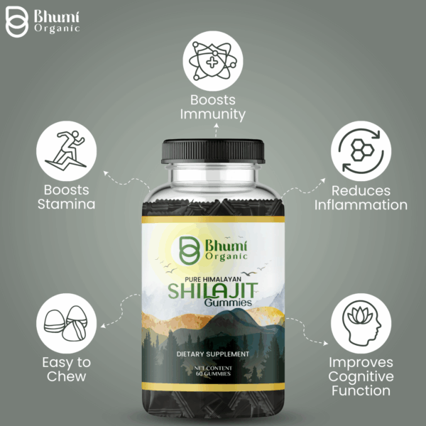 Pure Himalayan Shilajit Gummies, 60 Count, Dietary Supplement with Fulvic Acid and Ashwagandha