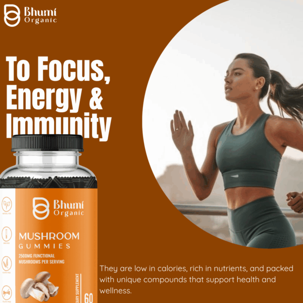 Mushroom Gummies, 2500mg Functional Mushrooms, 60 Gummies, Sugar-Free