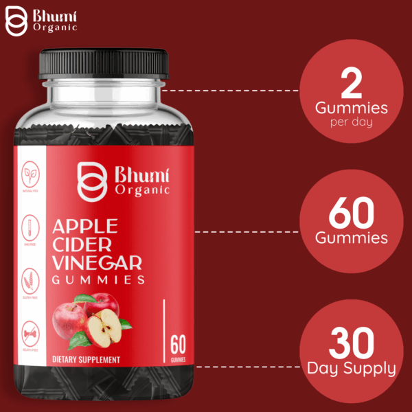 Apple Cider Vinegar Gummies, 60 Count, Dietary Supplement, Vegan, Gluten-Free