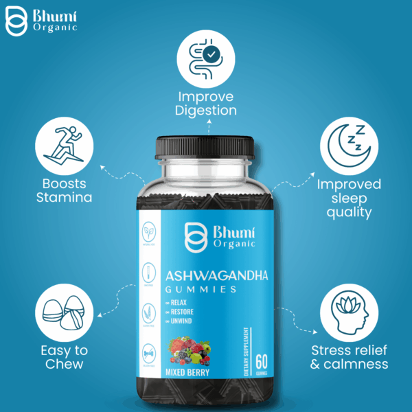 Ashwagandha Gummies, Mixed Berry Flavour, 60 Count, Vegan, Gluten-Free