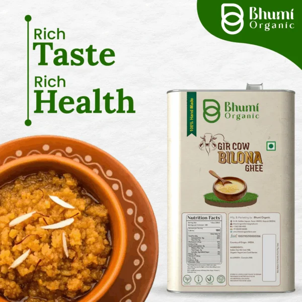 Gir Cow Bilona Ghee - Made From Curd (2 LTR )(TIN PACK)