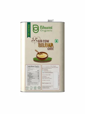 Bhumi Organic Gir Cow Bilona Ghee - Made From Curd (2 LTR )(TIN PACK)