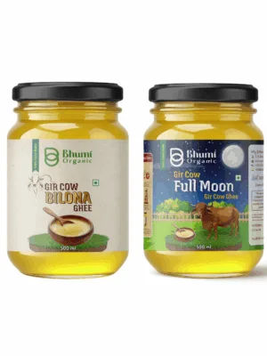 Bhumi Organic Gir Cow Ghee and Full Moon Gir Cow Ghee Combo - Made From Curd (500 ml)
