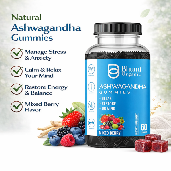 Ashwagandha Gummies | Vegan, Gluten-Free Stress Relief | Mixed Berry | 60 Count