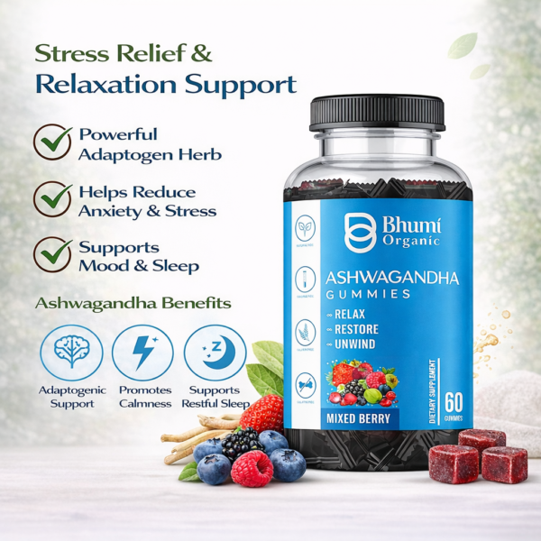 Ashwagandha Gummies | Vegan, Gluten-Free Stress Relief | Mixed Berry | 60 Count